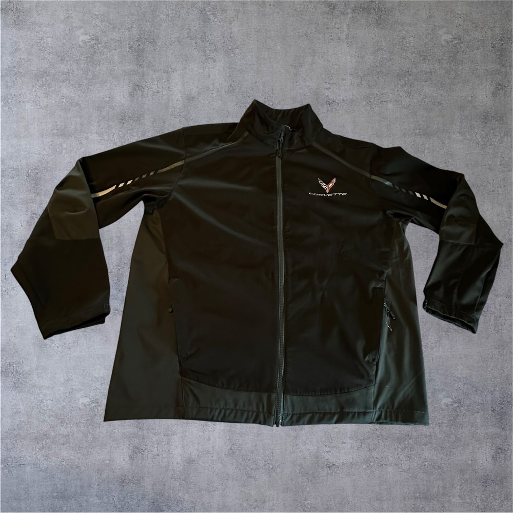 Corvette Softshell Racing Jacket Mens XL Black Full Zip Mock Neck Performance